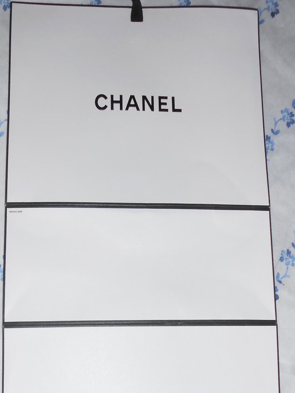 CHANEL Shopping small Gift bag Paper White with black logo